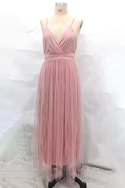 Vestidos de noche sexys de color sólido con espalda descubierta y escote en V de malla