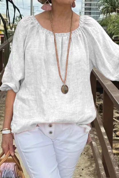 Tops casuales básicos de color sólido con cuello redondo (9 colores)