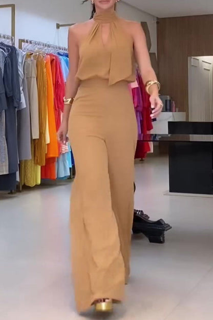 Conjunto de dos piezas sexy de estilo halter sin mangas (sin cinturón) (3 colores)