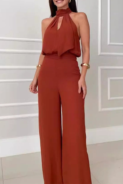 Conjunto de dos piezas sexy de estilo halter sin mangas (sin cinturón) (3 colores)