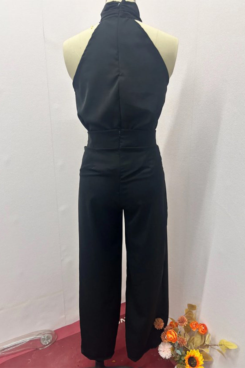 Conjunto de dos piezas sexy de estilo halter sin mangas (sin cinturón) (3 colores)