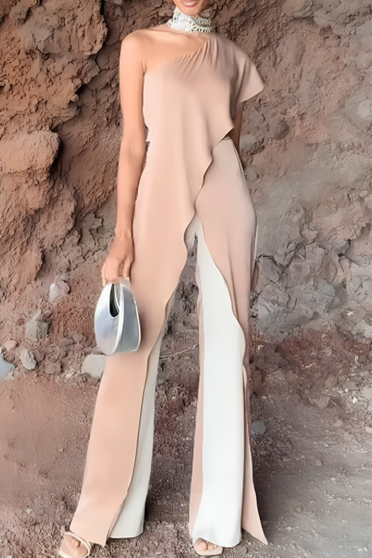 Mono informal de color sólido con volantes, abertura y hombros caídos