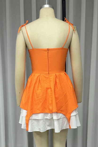Minivestidos sexys de cuello en V con contraste irregular y patchwork de colores sólidos