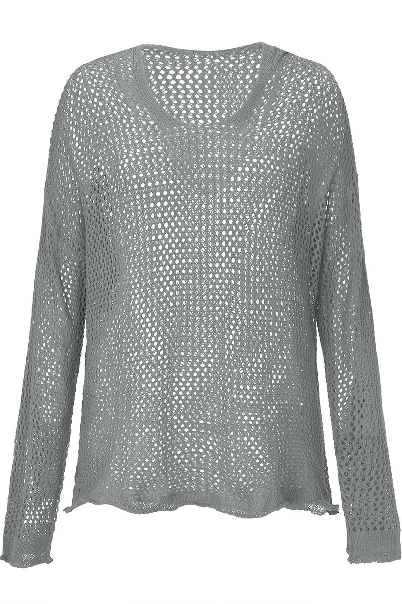 Suéteres casuales de uso diario con capucha y calados de color sólido (6 colores)