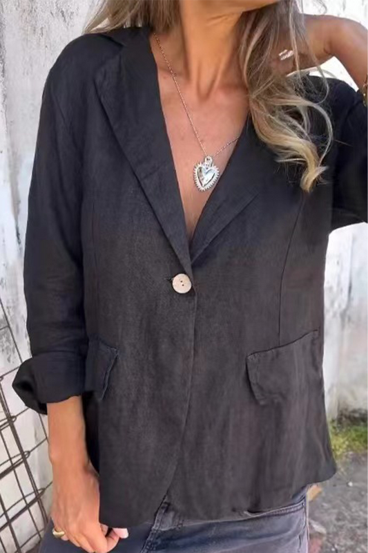Prenda exterior informal de color liso con botones y cuello vuelto (3 colores)