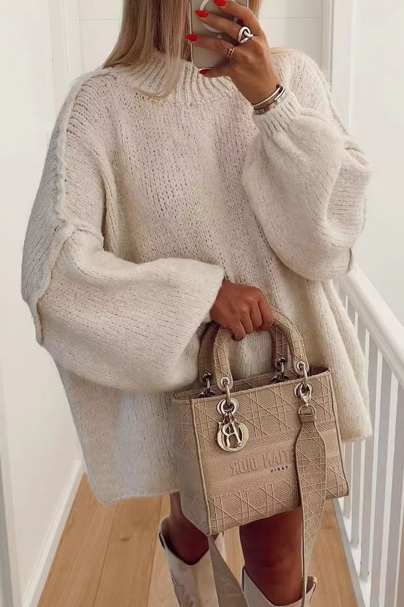 Suéteres casuales de cuello redondo de color sólido para uso diario (4 colores)