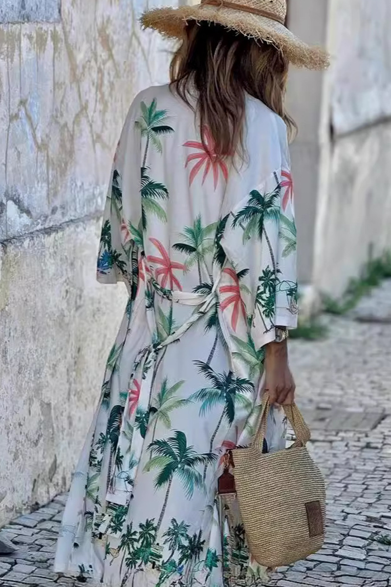 Traje de baño con cordones y estampado floral para vacaciones