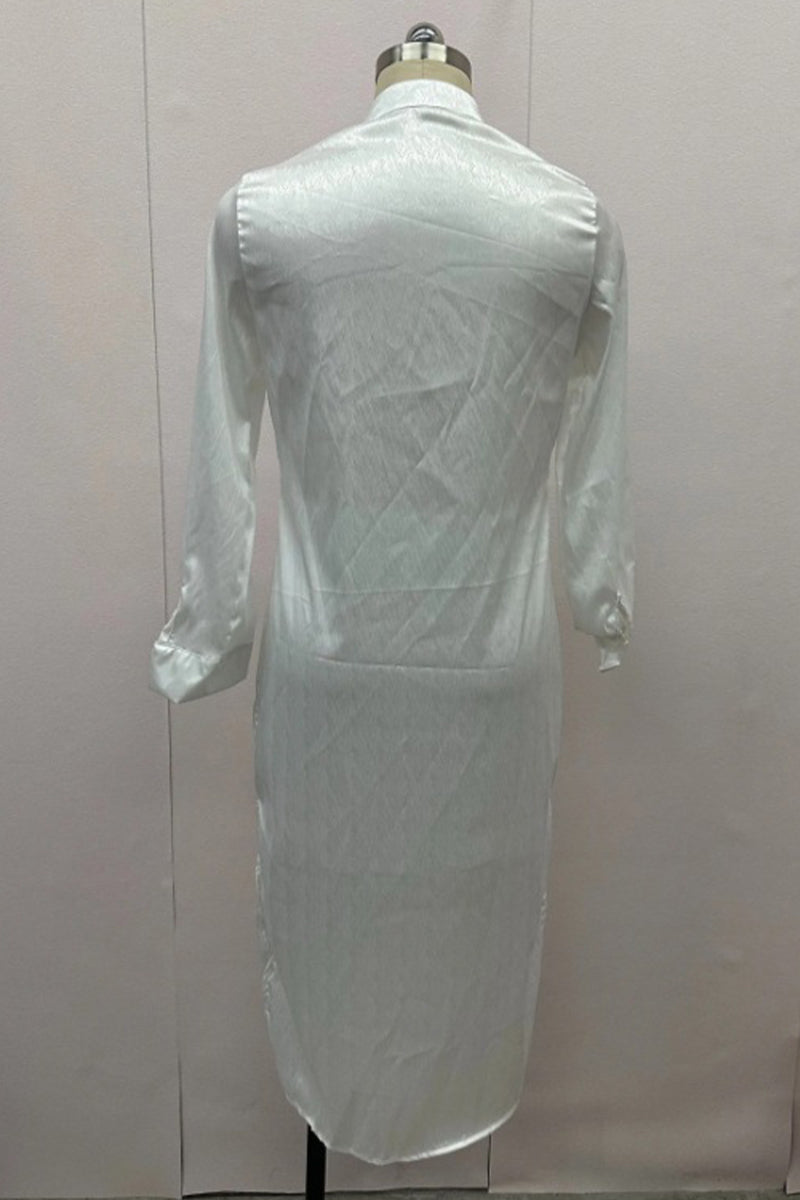 Vestidos casuales de diario con cuello mandarín, hebillas de color sólido, corte A