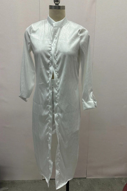 Vestidos casuales de diario con cuello mandarín, hebillas de color sólido, corte A
