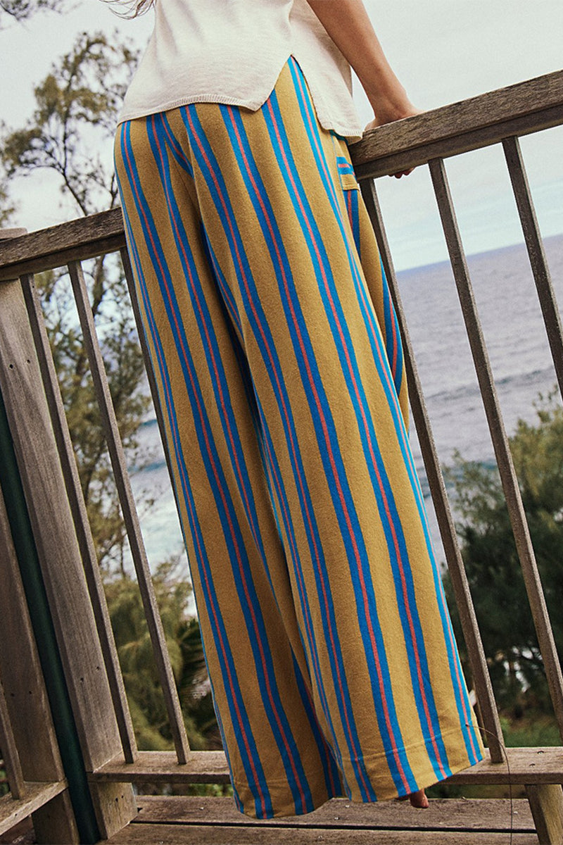 Pantalones casuales de diario con estampado de rayas, bolsillos, cordones, sueltos y rectos, con estampado completo (5 colores)