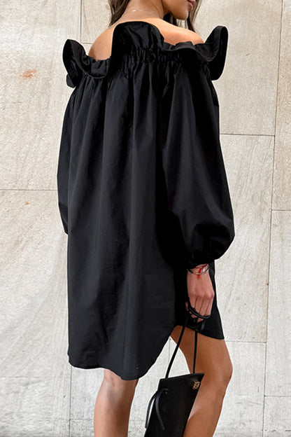 Casual Ruffle Off Shoulder Off The Shoulder Dresses