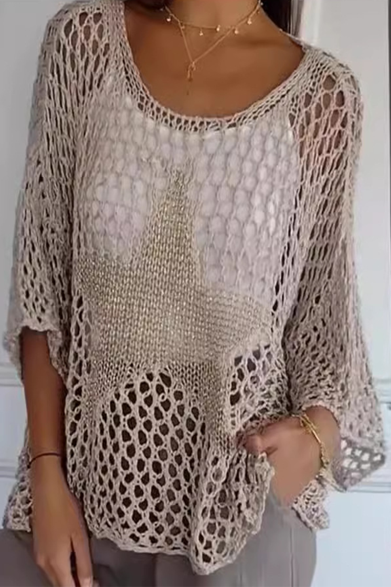 Suéteres sexys con cuello en U transparentes y huecos de estrellas (8 colores)