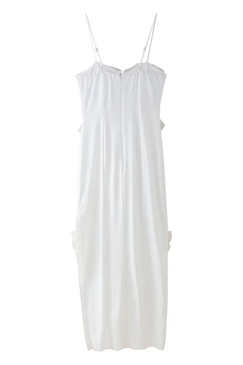 Sexy Patchwork Ruffle V Neck Sling Dresses