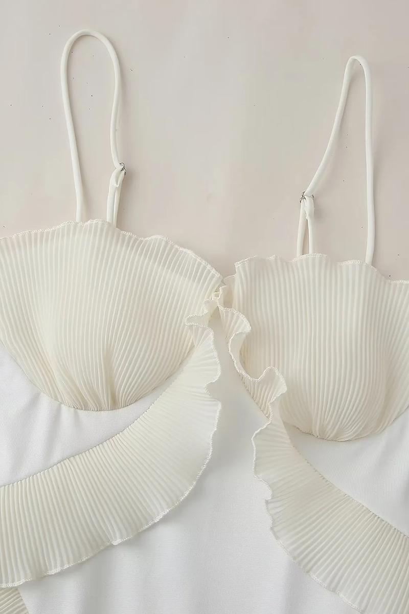 Sexy Patchwork Ruffle V Neck Sling Dresses