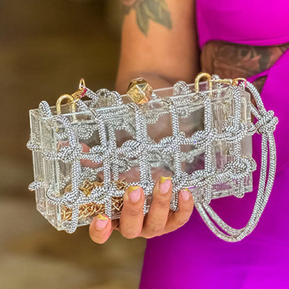 Casual Patchwork Rhinestone Decor Bags