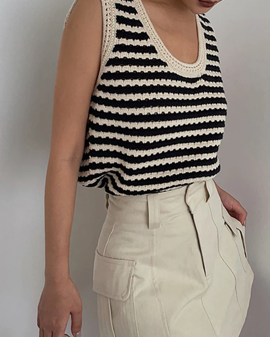 Classy Stripe Crochet Sweater Vest