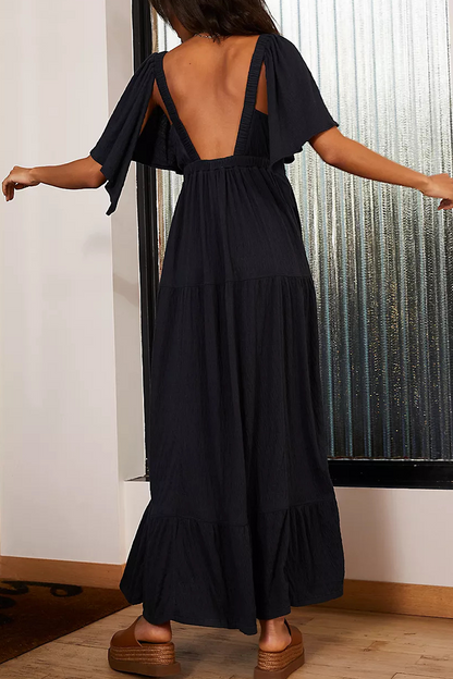 Vestidos sexis irregulares con escote en V y espalda descubierta en color liso (5 colores)
