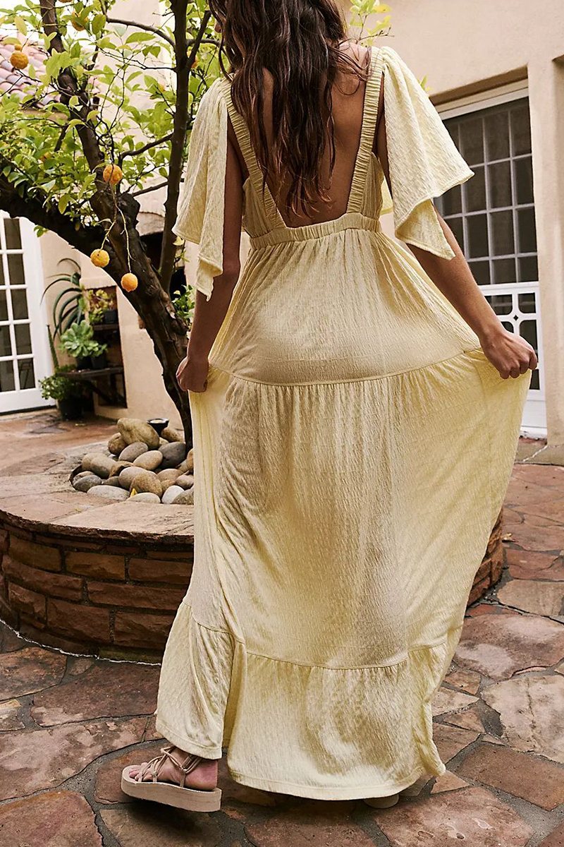 Vestidos sexis irregulares con escote en V y espalda descubierta en color liso (5 colores)