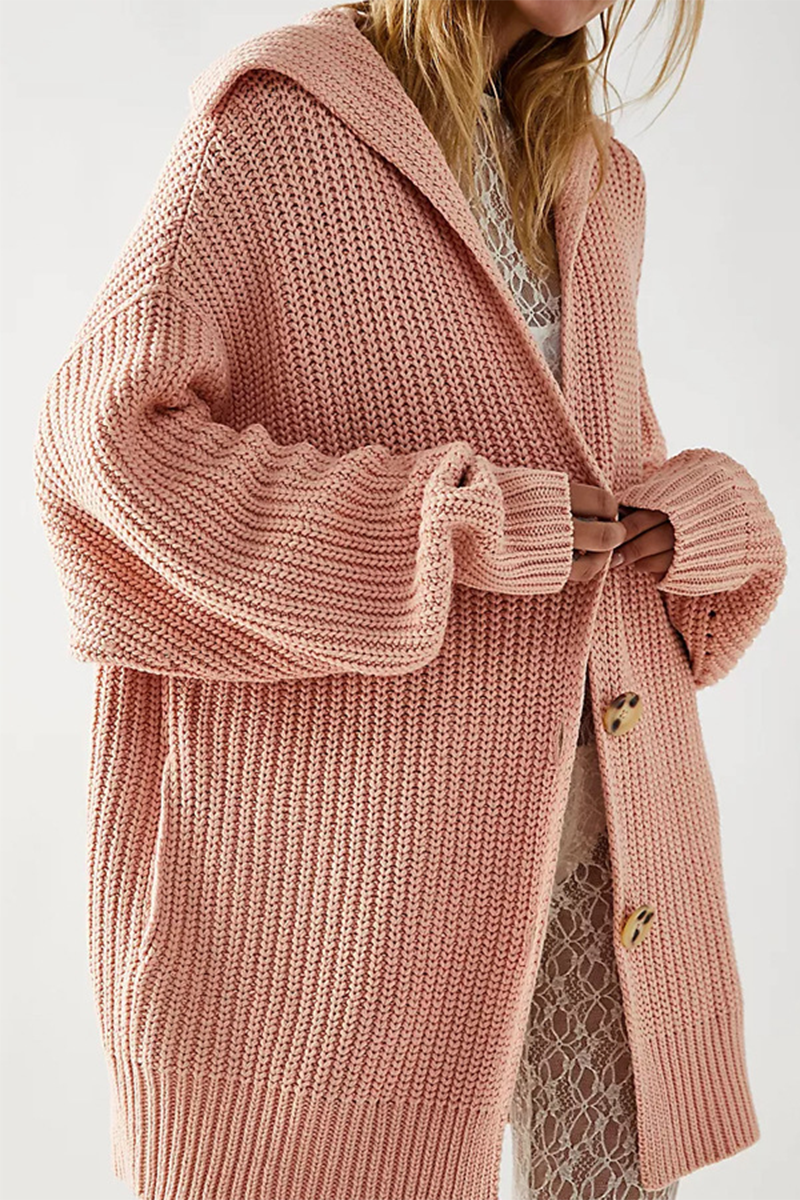 Prenda exterior informal de uso diario con cuello vuelto, botones y bolsillos de color liso (7 colores)