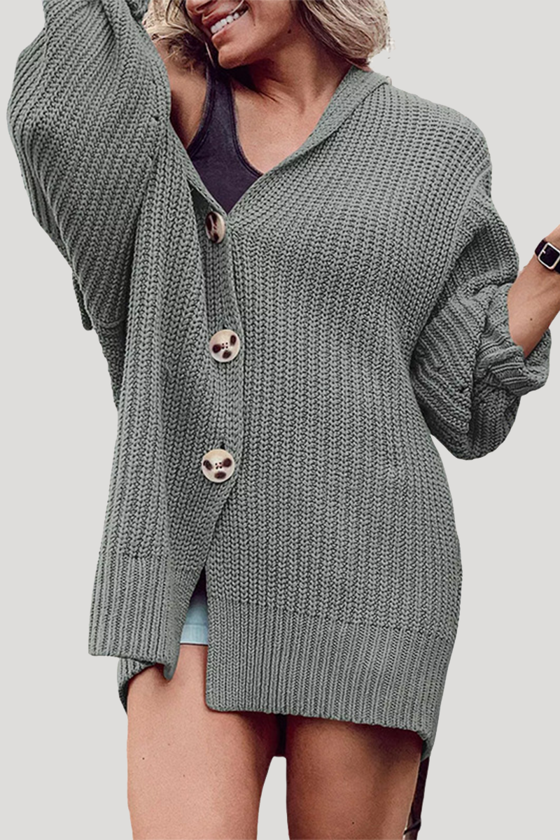 Prenda exterior informal de uso diario con cuello vuelto, botones y bolsillos de color liso (7 colores)