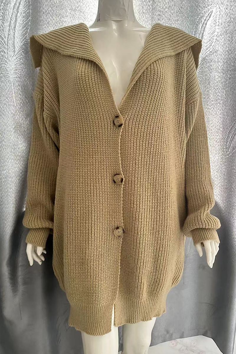 Prenda exterior informal de uso diario con cuello vuelto, botones y bolsillos de color liso (7 colores)