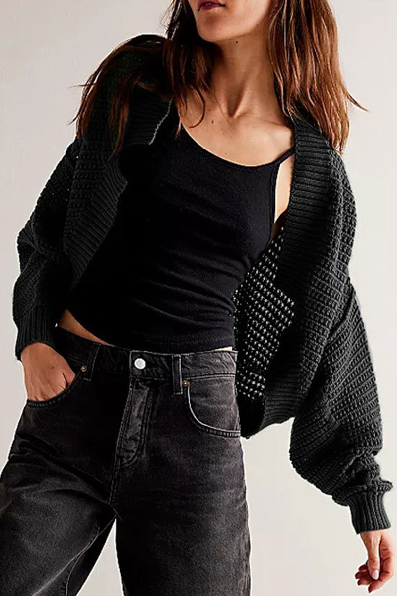Prenda exterior informal de cuello tipo cárdigan de tejido liso para uso diario (4 colores)