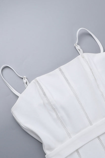 Sexy Solid Color Hollow Out Lace Up Square Neck Sling Dresses