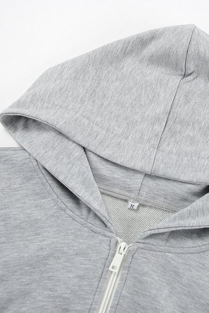 Casual Sportswear Solid Color Zipper Hooded Long Sleeve Two Pieces