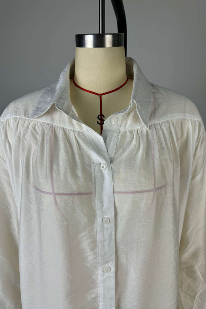 Blusas casuales de calle con botones de color liso y cuello vuelto transparentes