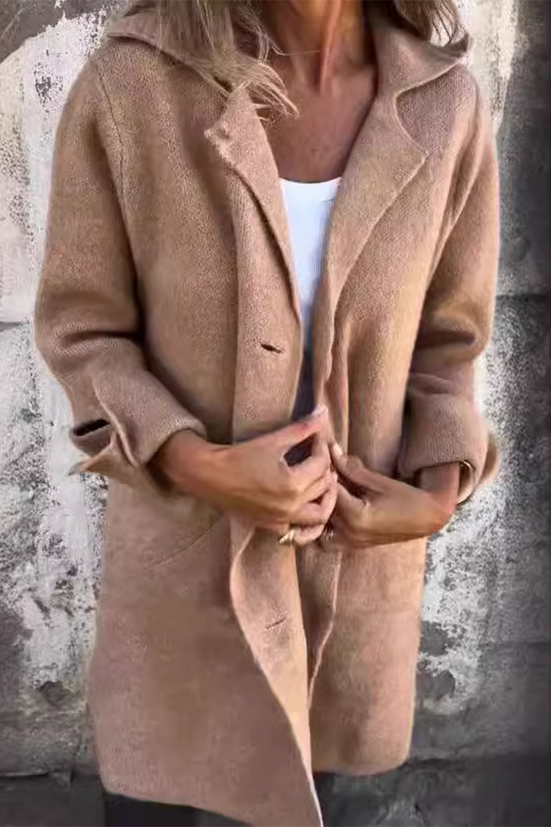 Prendas de abrigo informales de color liso con botones y cuello vuelto (9 colores)