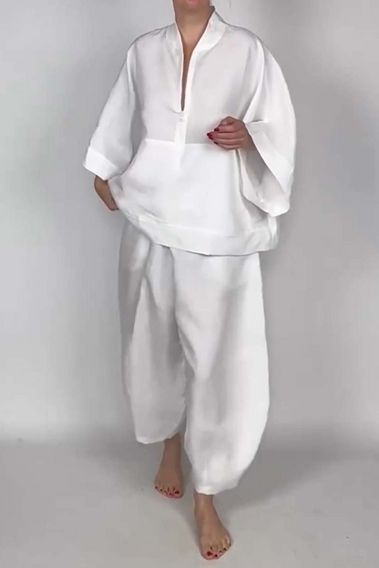 Conjunto informal de dos piezas con bolsillo y cremallera para uso diario, cuello con cremallera, manga larga (5 colores)
