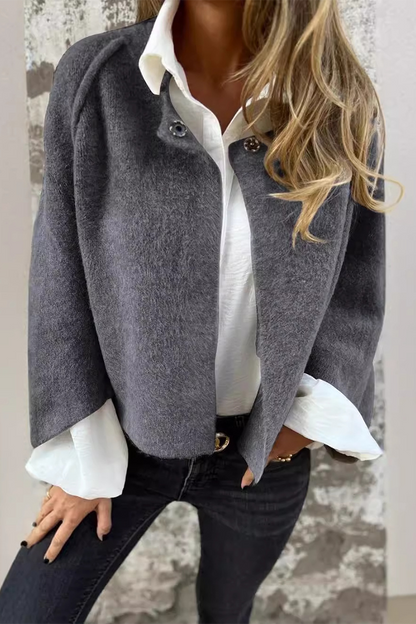 Prendas de abrigo informales con botones y patchwork, suaves y con cuello redondo (8 colores)