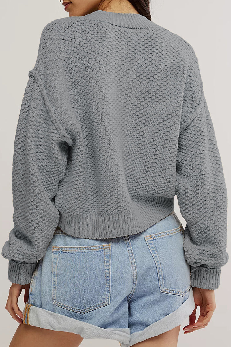 Prendas de abrigo informales de cuello redondo con botones de colores sólidos para uso diario (5 colores)