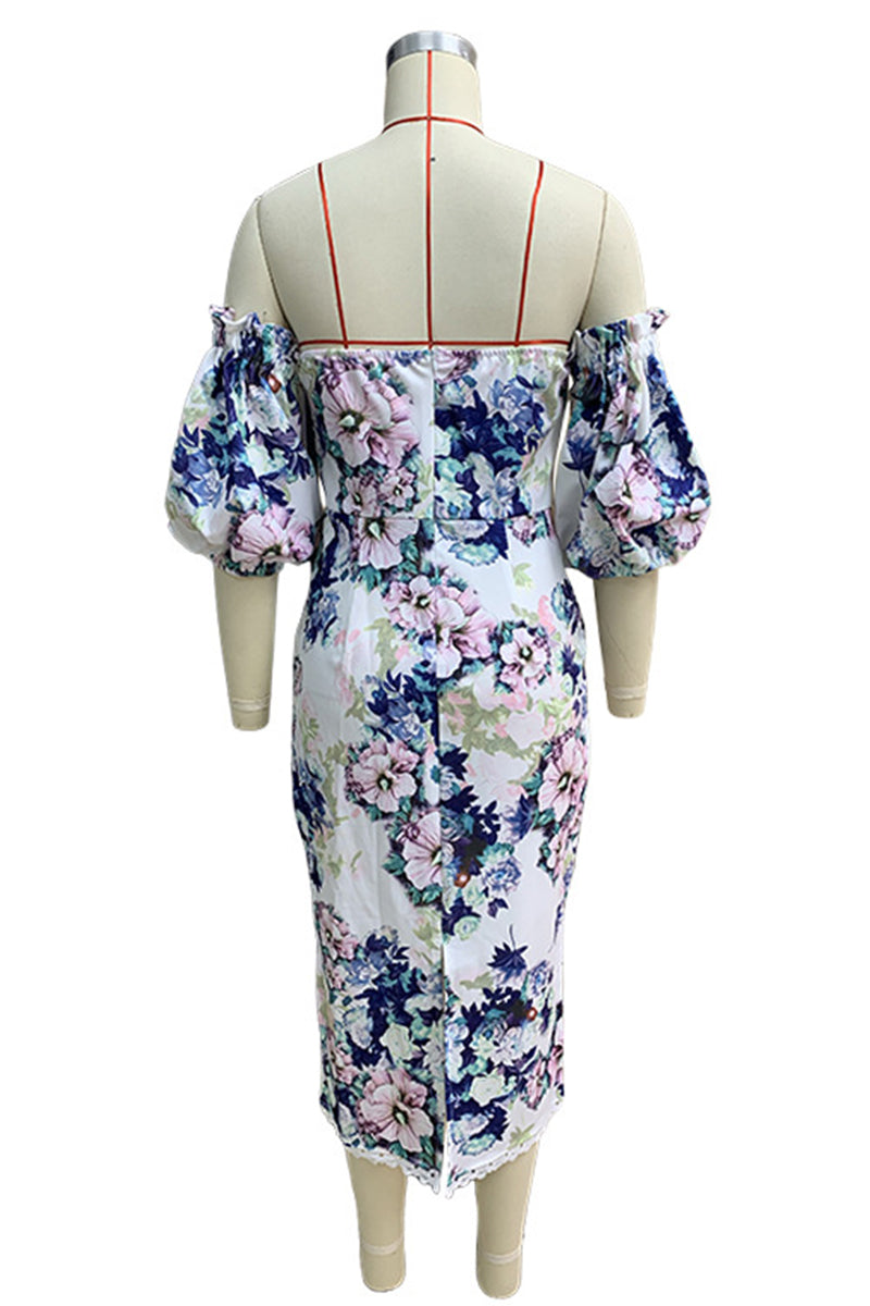 Vestidos sexis con falda cruzada, hombros descubiertos y estampado floral