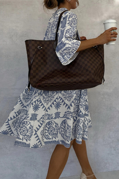 Casual Floral Print Patchwork V Neck A Line Dresses