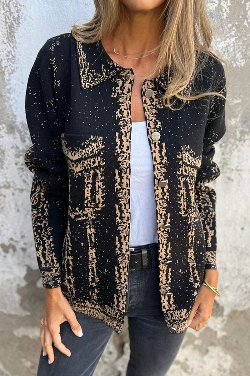 Prenda exterior informal con botones desgastados y cuello vuelto (3 colores)