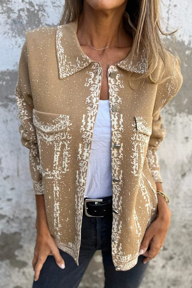 Prenda exterior informal con botones desgastados y cuello vuelto (3 colores)