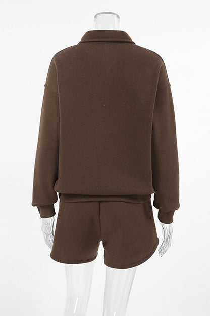 Casual Daily Fluffy Turndown Collar Long Sleeve Two Pieces