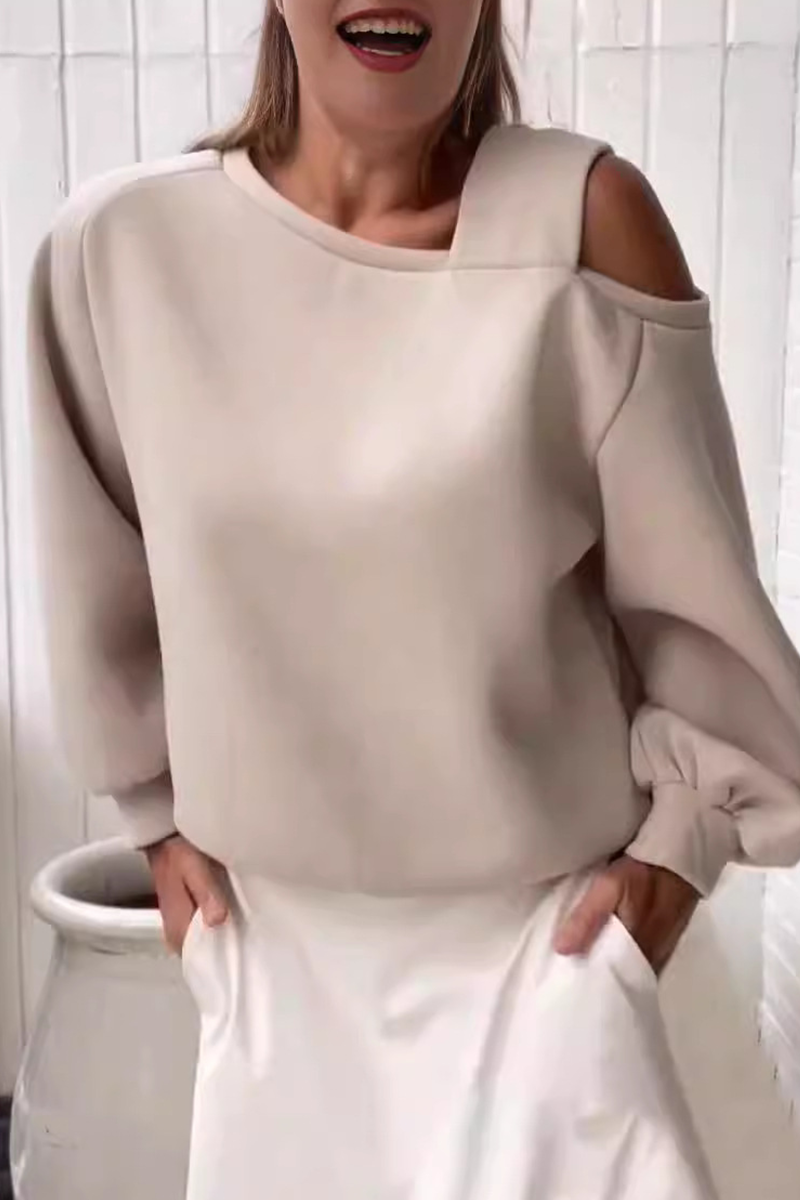 Sudadera informal con cuello oblicuo irregular para uso diario (4 colores)