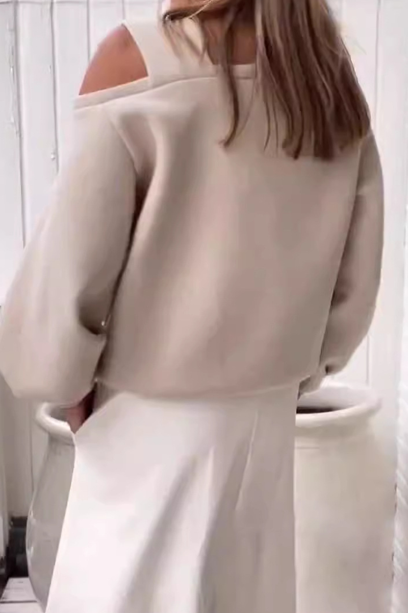 Sudadera informal con cuello oblicuo irregular para uso diario (4 colores)