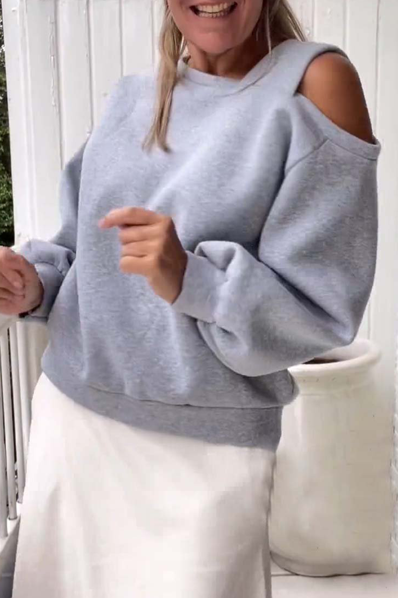 Sudadera informal con cuello oblicuo irregular para uso diario (4 colores)