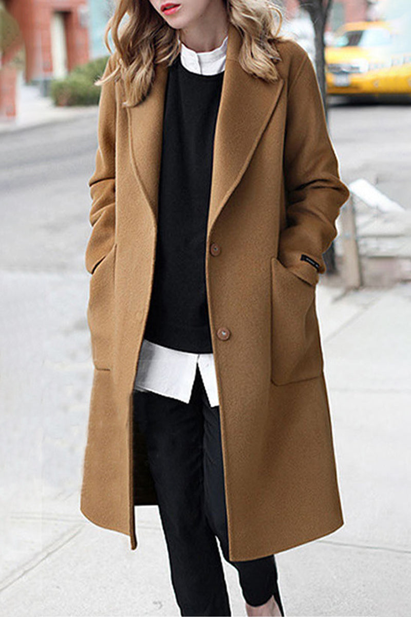 Casual Street Pocket Turn-back Collar Outerwear(3 Colors)