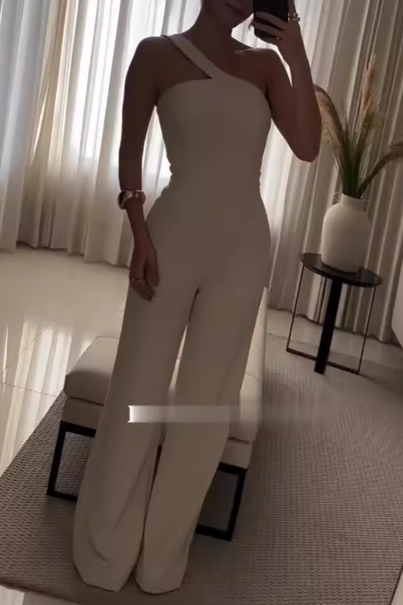 Monos casuales de calle de color sólido con cuello oblicuo irregular y regular