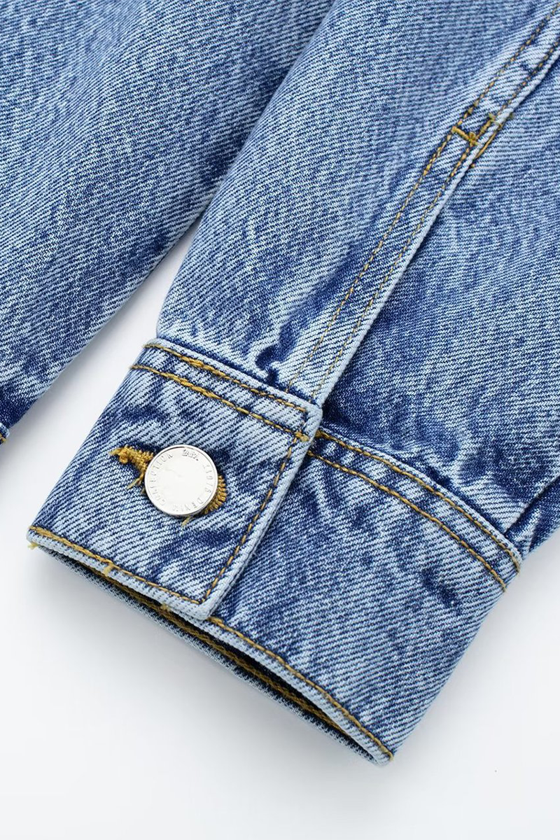 Casual Street Solid Color Pocket Buttons Turndown Collar Long Sleeve Loose Denim Jumpsuits