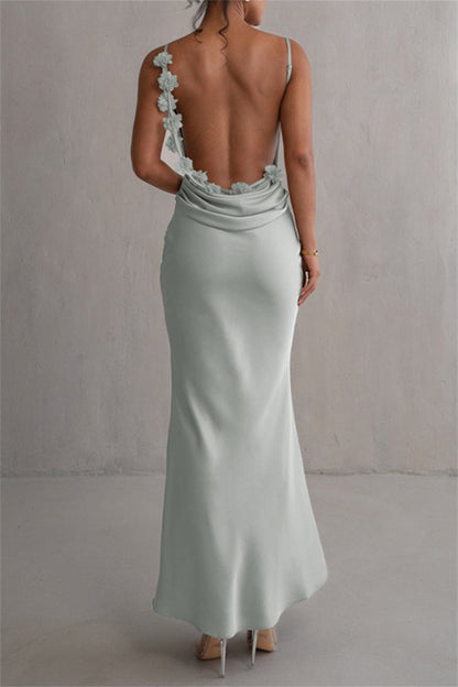 Vestidos largos sexys formales con tirantes finos y espalda descubierta (3 colores)