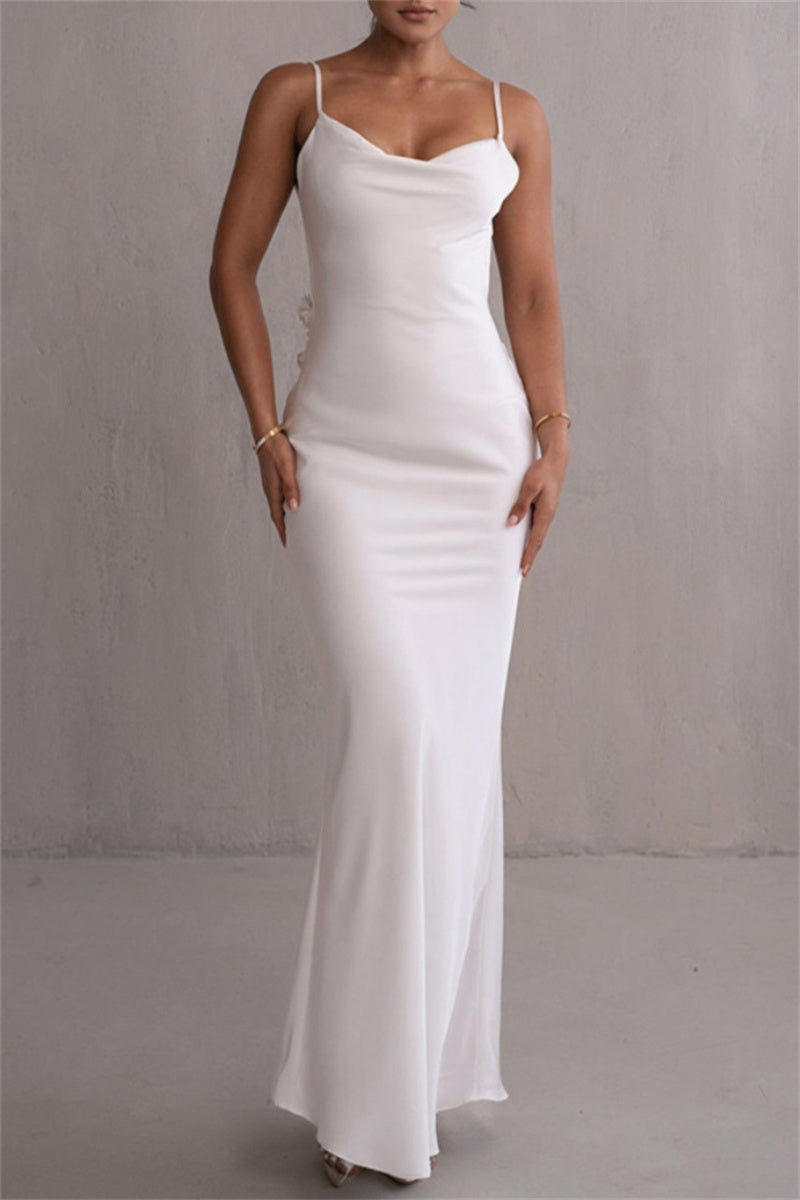 Vestidos largos sexys formales con tirantes finos y espalda descubierta (3 colores)