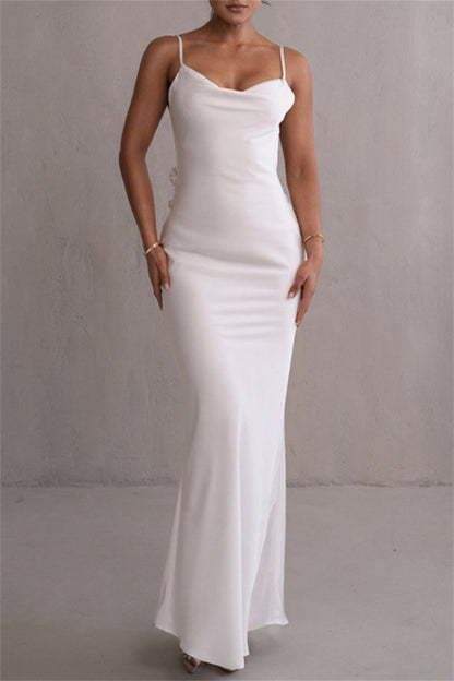 Vestidos largos sexys formales con tirantes finos y espalda descubierta (3 colores)