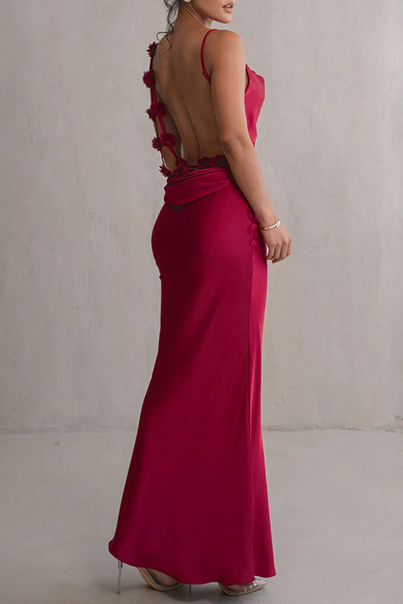 Vestidos largos sexys formales con tirantes finos y espalda descubierta (3 colores)