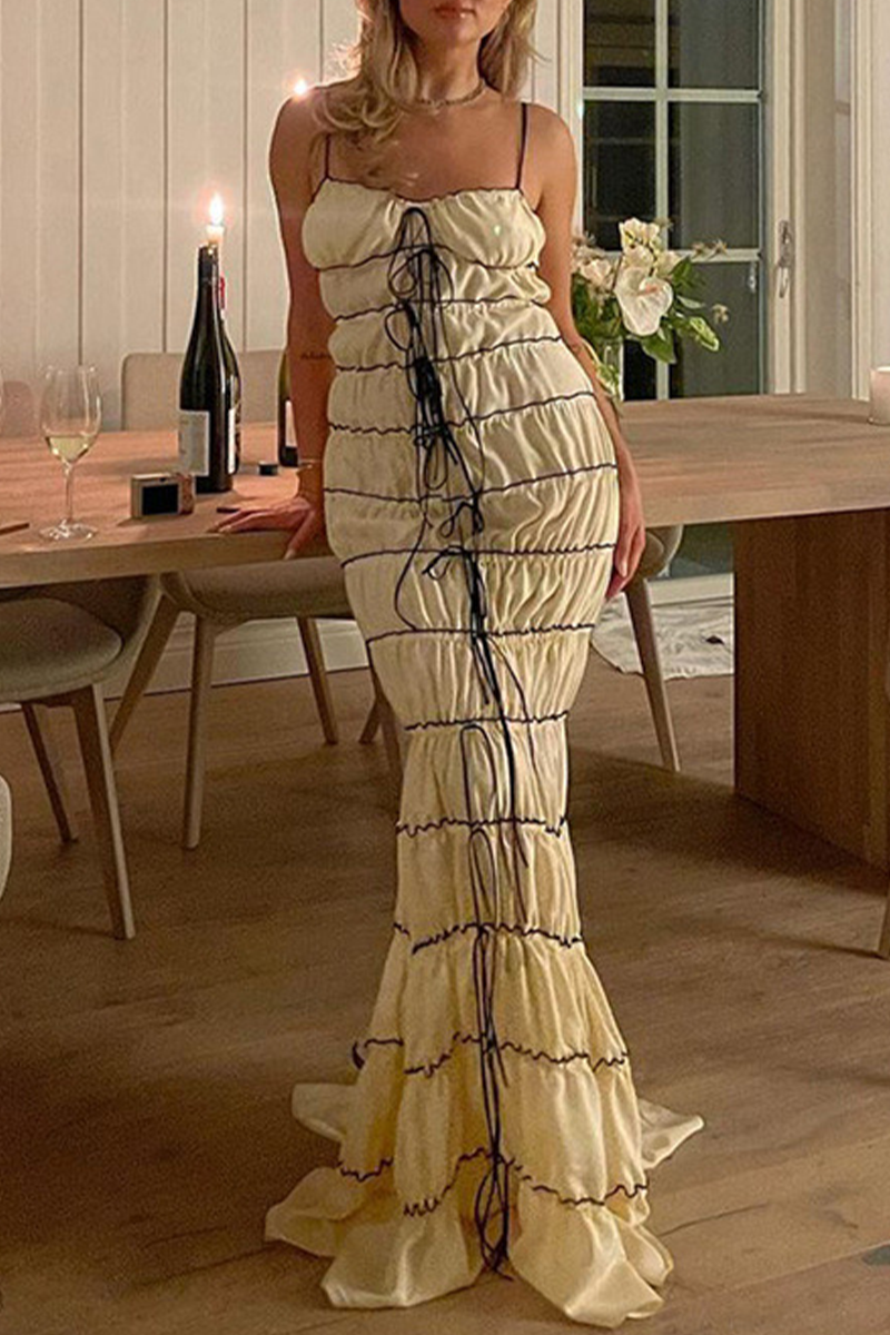 Vestidos largos sexys con encaje y escote en V en contraste