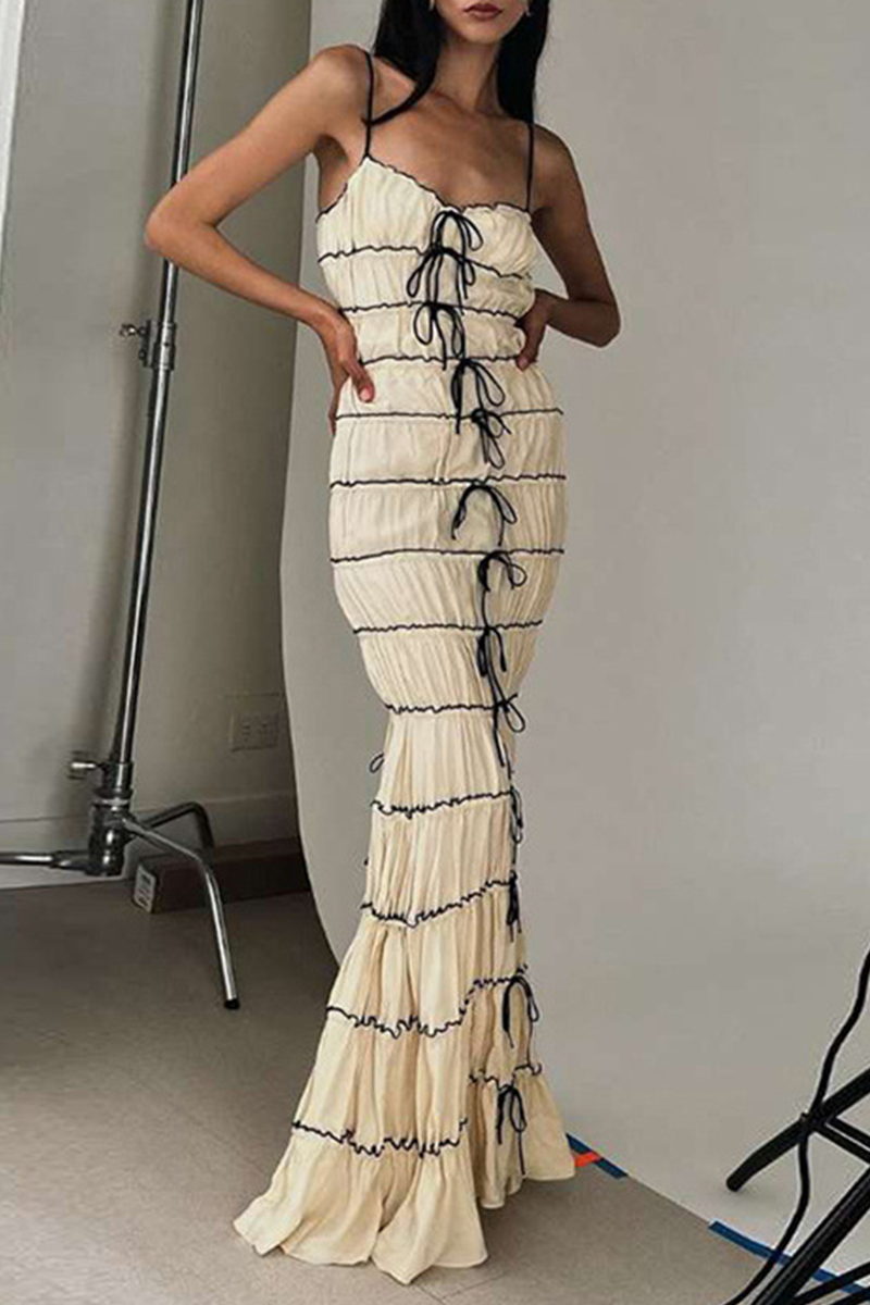 Vestidos largos sexys con encaje y escote en V en contraste